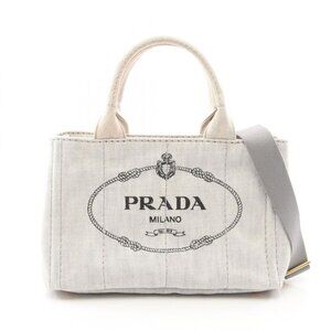 Prada Tote Canapa White Black Denim